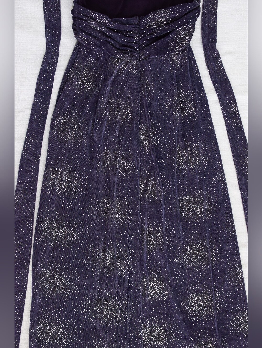 Lucy in the Sky Petra Shimmer Halter Maxi Dress Thigh Slits Purple Size S Formal - Picture 9 of 10